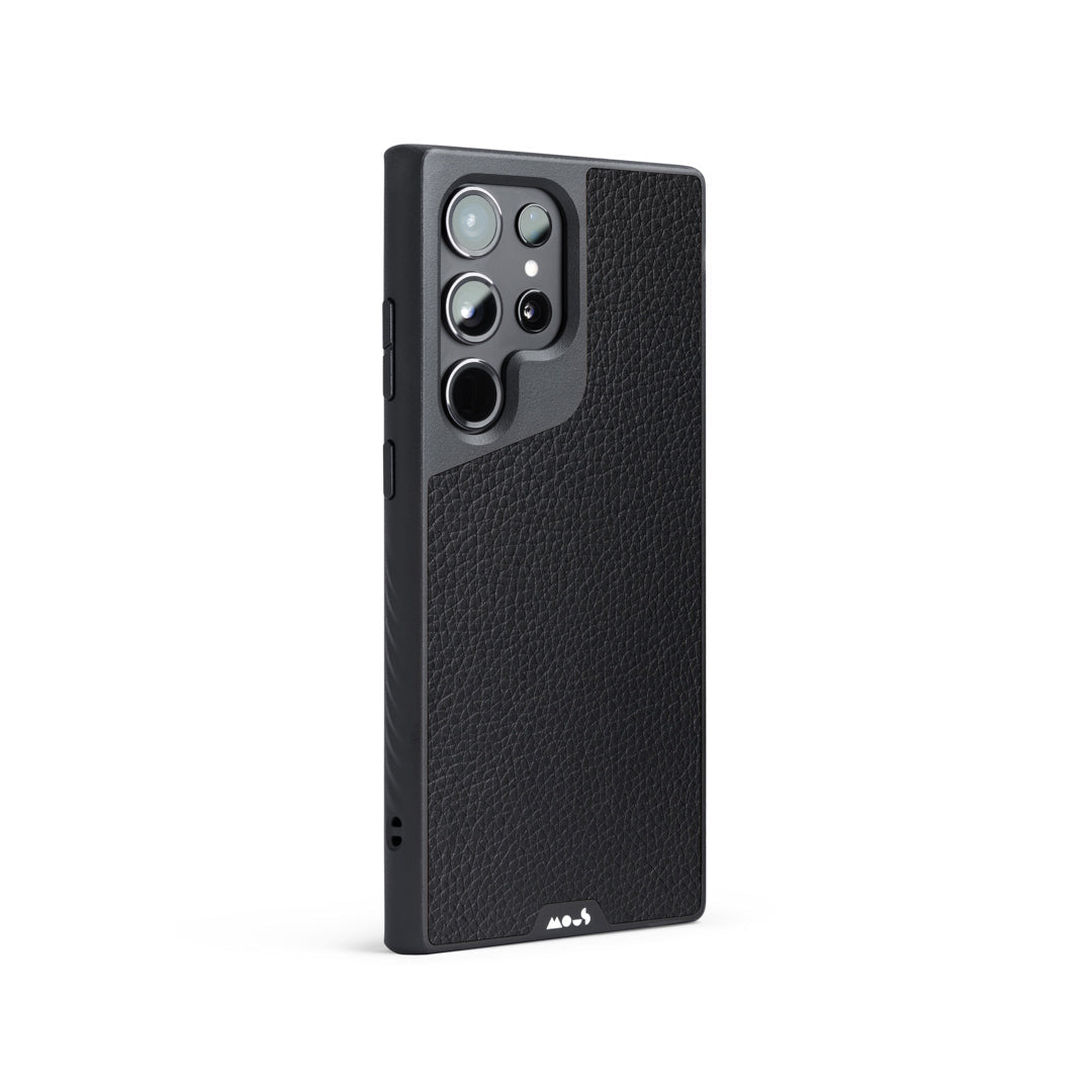 Black Leather Protective Phone Case - Limitless