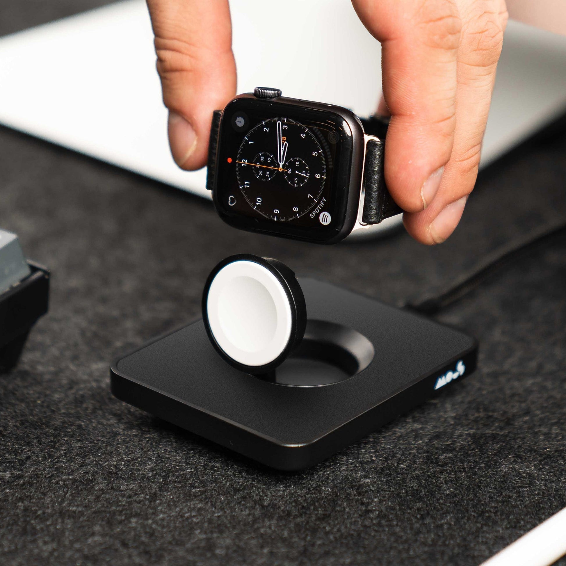 hover-image, Precision-designed Apple Watch charger for an elevated charging experience. Seamlessly combining style and functionality, this purpose-built dock ensures easy, seamless charging.